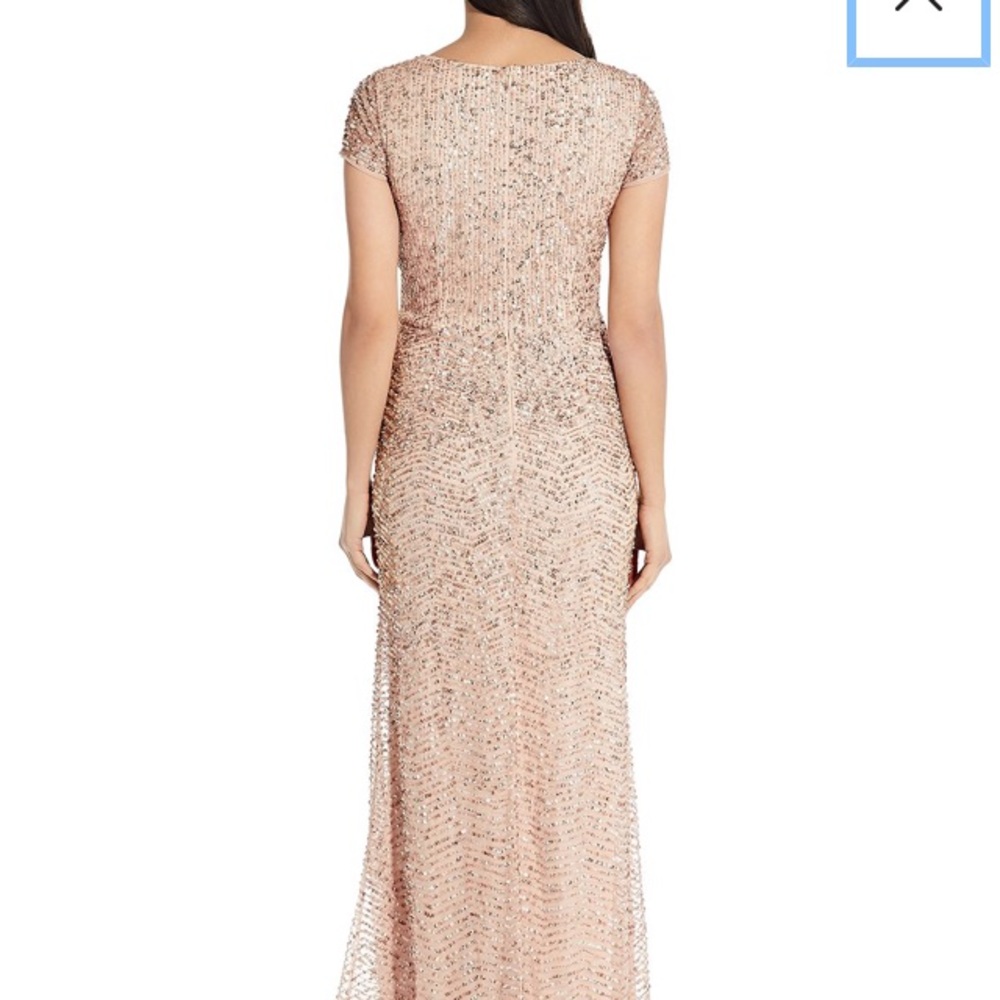 Adrianna Papell sequin gown v neck short sleeve - Picture 4 of 5